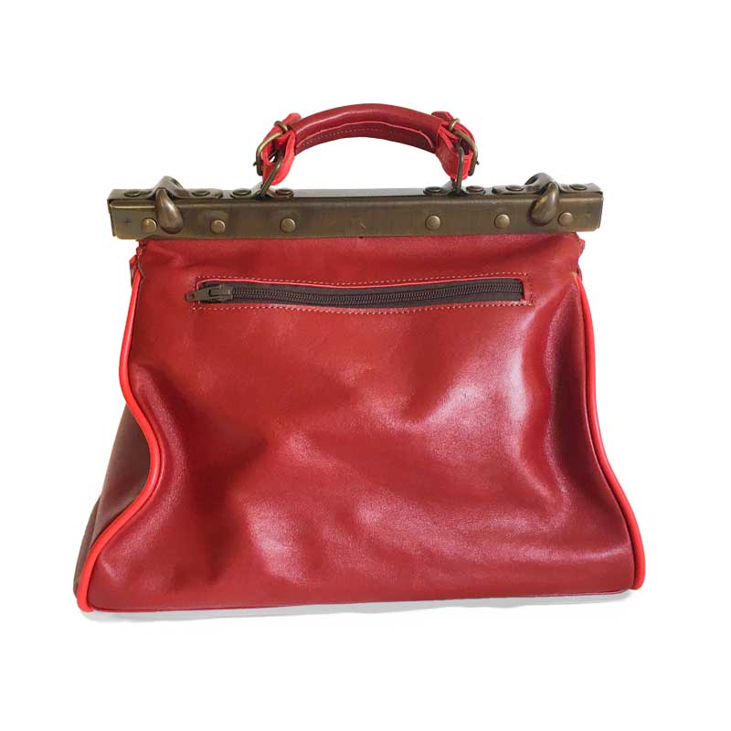 photo de dos du sac en cuir Mary poppins rouge